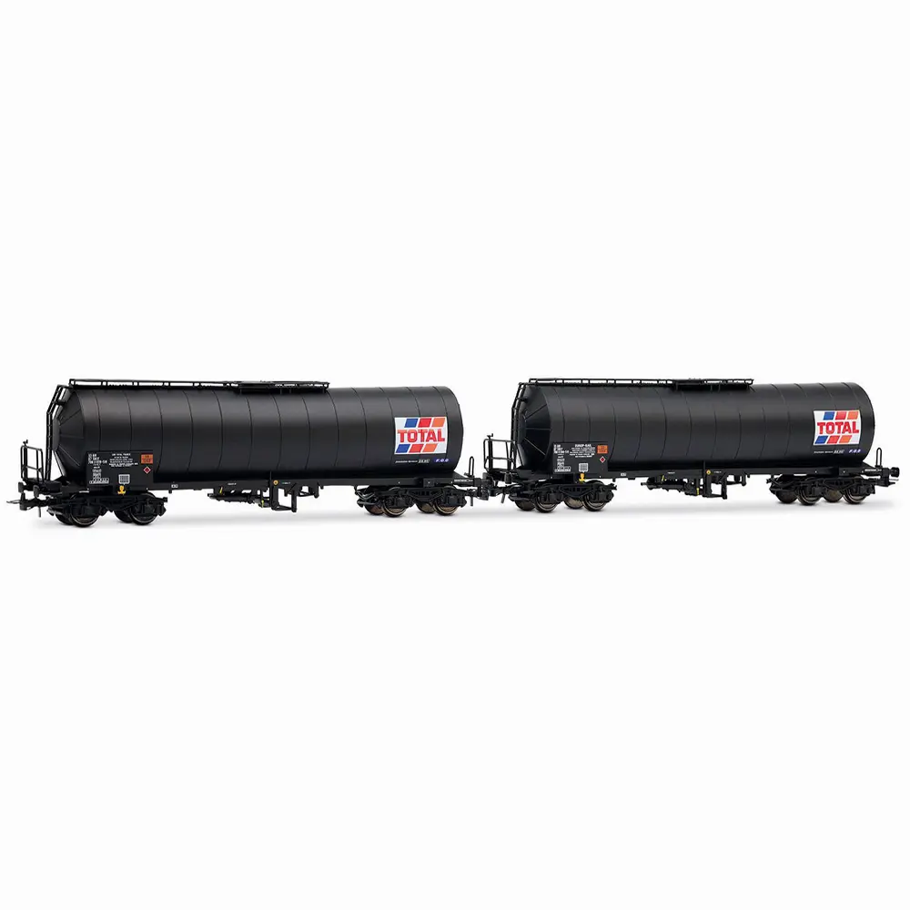 Coffret de 2 wagons-citernes à 4 essieux « TOTAL France », livrée noire - Jouef HJ6323 - HO 1/87 - S