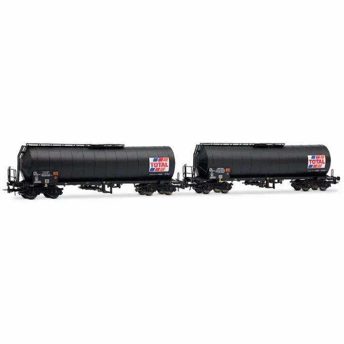 Coffret de 2 wagons-citernes à 4 essieux « TOTAL France », livrée noire - Jouef HJ6323 - HO 1/87 - S