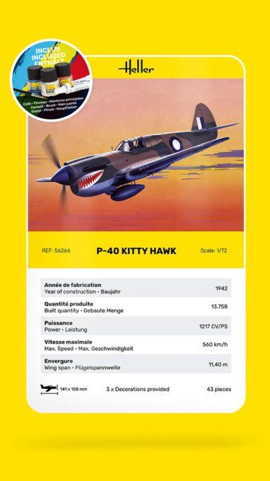 STARTER KIT P-40 Kitty Hawk in 1:72
