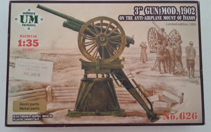 CANON 3 MODEL 1902 SUR SOCLA ANTI AERIEN   1/35