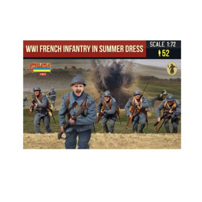 Infanterie Française première guerre mondiale en uniforme d'été échelle 1/72 Boite contenant 52 figu