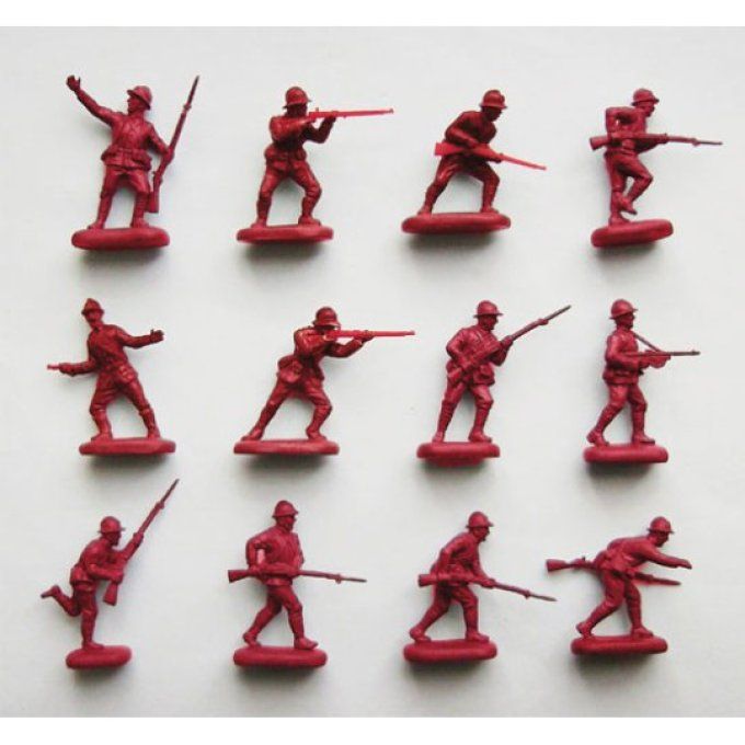 Infanterie Française première guerre mondiale en uniforme d'été échelle 1/72 Boite contenant 52 figu