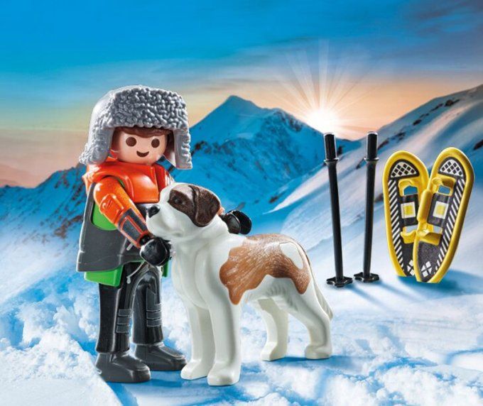 GARÇON EN RAQUETTE + ST BERNARD