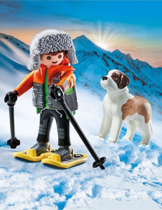 GARÇON EN RAQUETTE + ST BERNARD