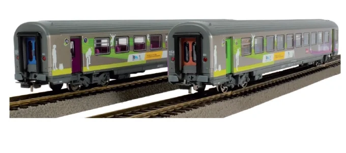 Set de 2 voitures Corail VTU REMI intercités, A10tuh + B11tu - Piko 97134 - HO 1/87 - SNCF - Ep VI -
