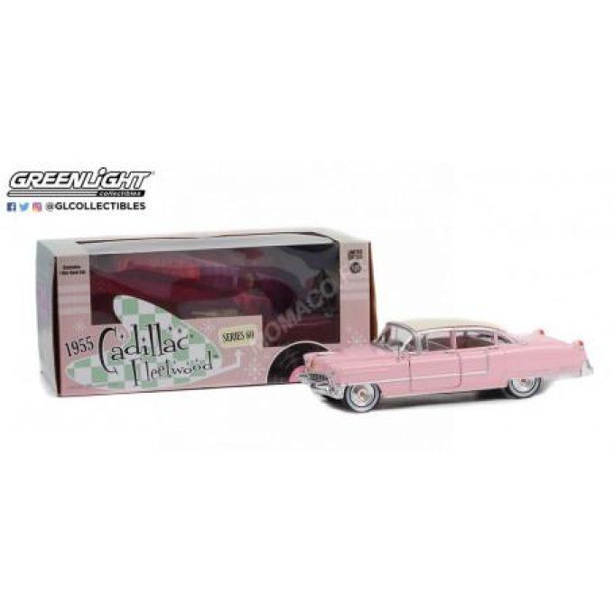CADILLAC FLEETWOOD SERIE 60 1955 ROSE TOIT BLANC