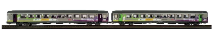 Set de 2 voitures Corail VTU REMI intercités, A10tuh + B11tu - Piko 97134 - HO 1/87 - SNCF - Ep VI -