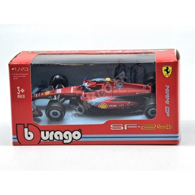 FERRARI F1 SF-24 TEAM SCUDERIA FERRARI 55 CARLOS SAINZ GRAND PRIX MIAMI 2024 5EME (BOITAGE SOUPLE)