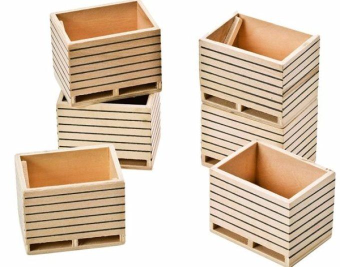 Lot de 6 Pallox en Bois en miniature