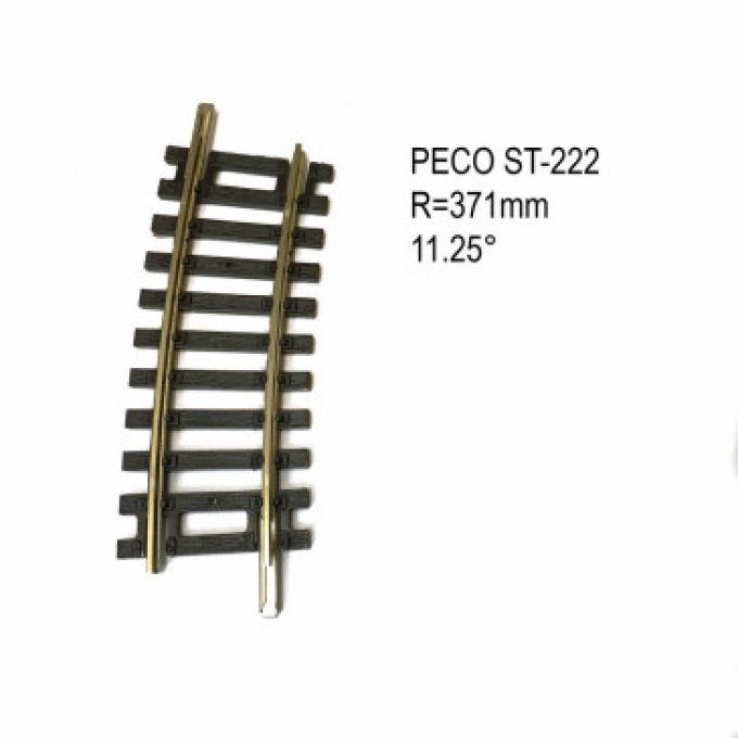 Rail courbe rayon 371 mm 11,25° Peco ST222 - HO : 1/87 - Code 100