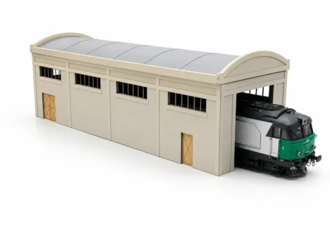 Remise longue en béton – HO 1/87