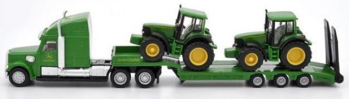 Camion 6x4 Avec remorque Porte-engins surbaissée avec JOHN DEERE 6920 et 6820 Ech:1/87