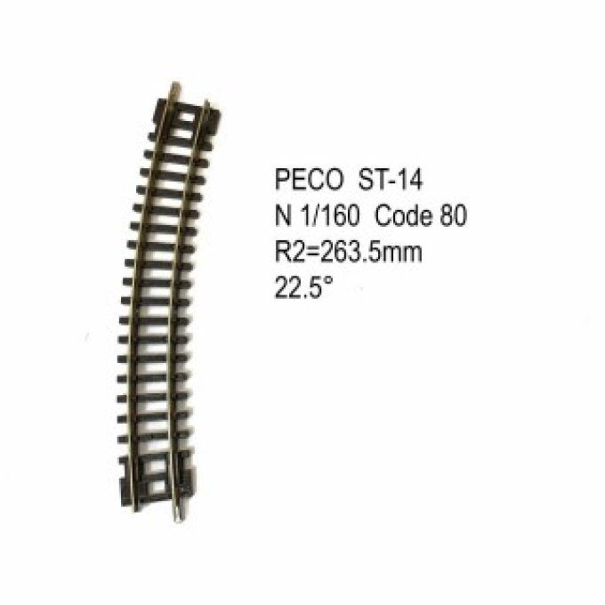 Rail courbe R 263.5mm 22.5 degrés code 80 -N-1/160-PECO ST-14