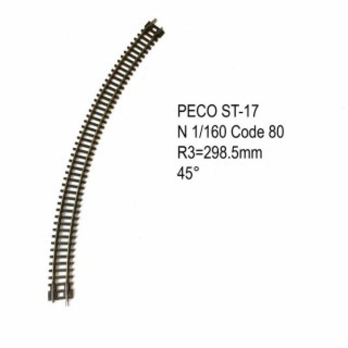 Rail courbe R 298.5mm 45 degrés code 80 -N-1/160-PECO ST-17