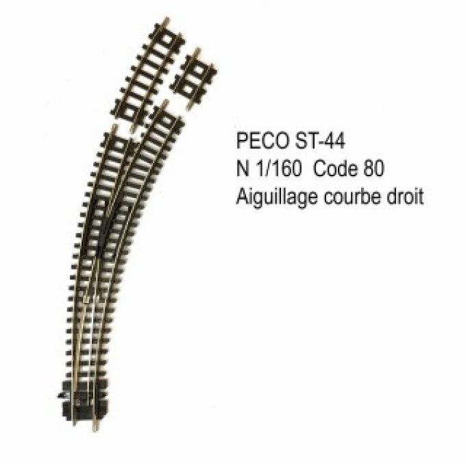 Rail aiguillage courbe droit code 80 -N-1/160-PECO ST-44