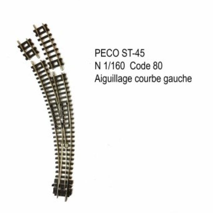 Rail aiguillage courbe gauche code 80 -N-1/160-PECO ST-45