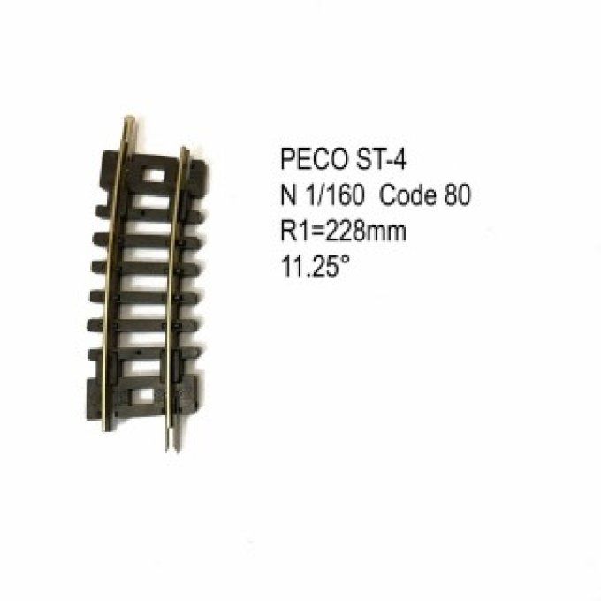 Rail courbe R 228mm 11.5 degrés code 80 -N-1/160-PECO ST-4