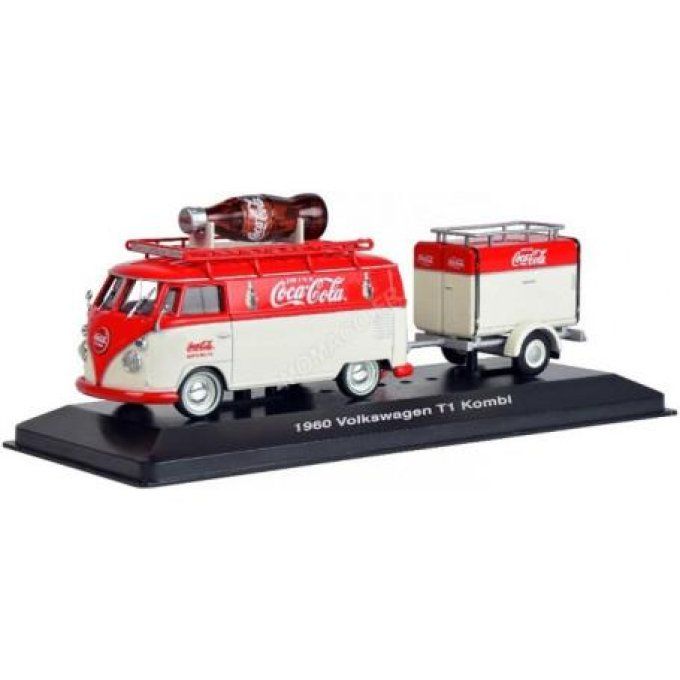 VW T COMBI 1960 COCA COLA SUR TOIT + REMORQUE  1/43
